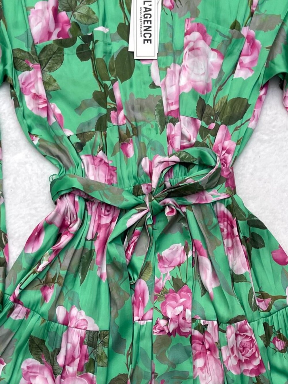 NWT L'Agence Virlen Satin Shirt belted Dress w/pockets S $495 - Picture 14 of 14